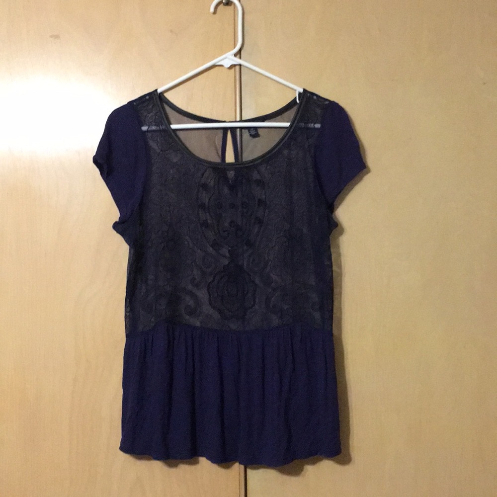 American Eagle Sheer Embroidered Top
